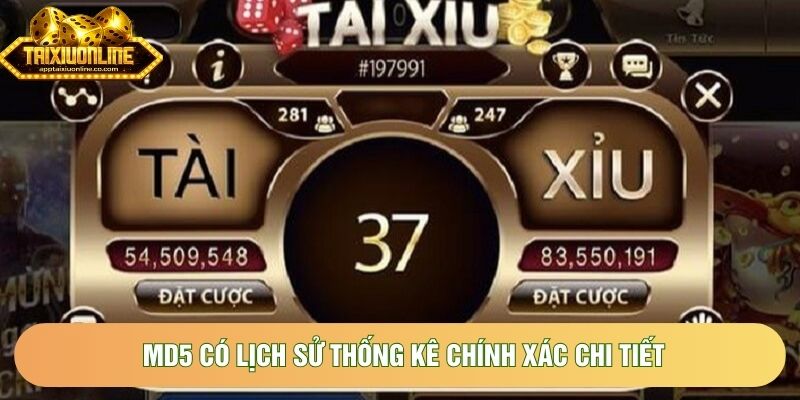 MD5 có lịch sử thống kê chính xác chi tiết
